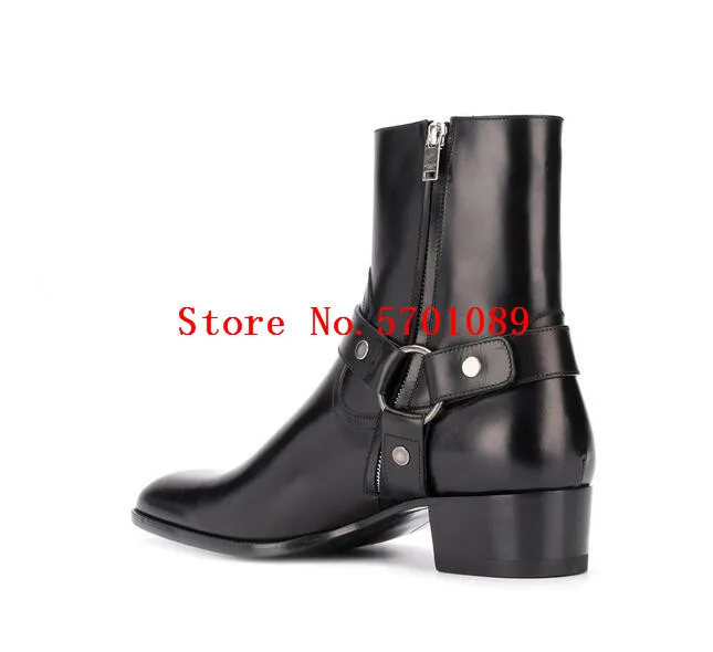 Мужские ботинки на ремешке из гладкой кожи Классические в стиле Парижа Обувь