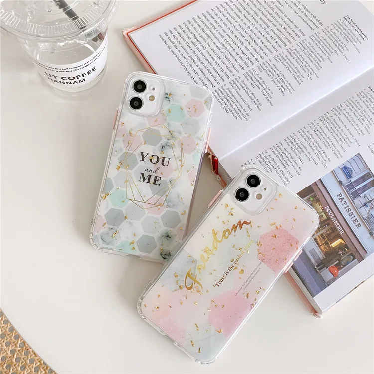 

Retro Gold Sequins couple Cases For iPhone 11 Pro max Case Cute silicone cover for coque iPhone XS MAX XR X 7 8 Plus 7Plus Case