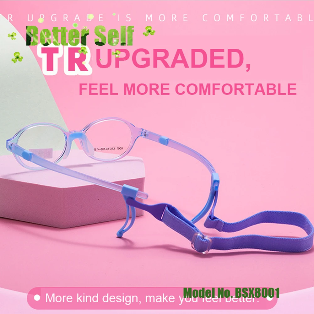 

Очки овальные для девочек с регулируемыми дужками рамка для детских очков, модель BSX8001, Tr90, улучшенные, силиконовая носовая фиксирующая накл...