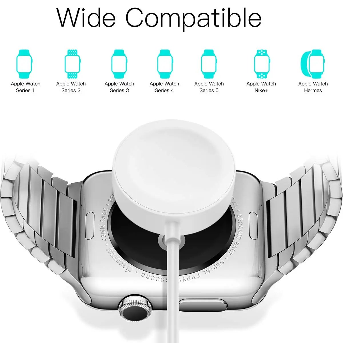 

Auto Stop Portable Aluminum Alloy USB Home Charging Cable Pad Magnetic Fast Wireless Charger Desktop For Smart Iwatch 5 4 3 2 1