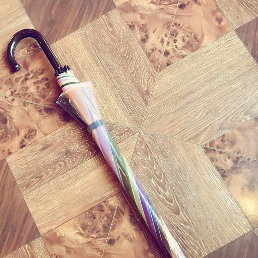 Японский Зонт Радуга прозрачный Ветрозащитный с длинной ручкой дождевой женский