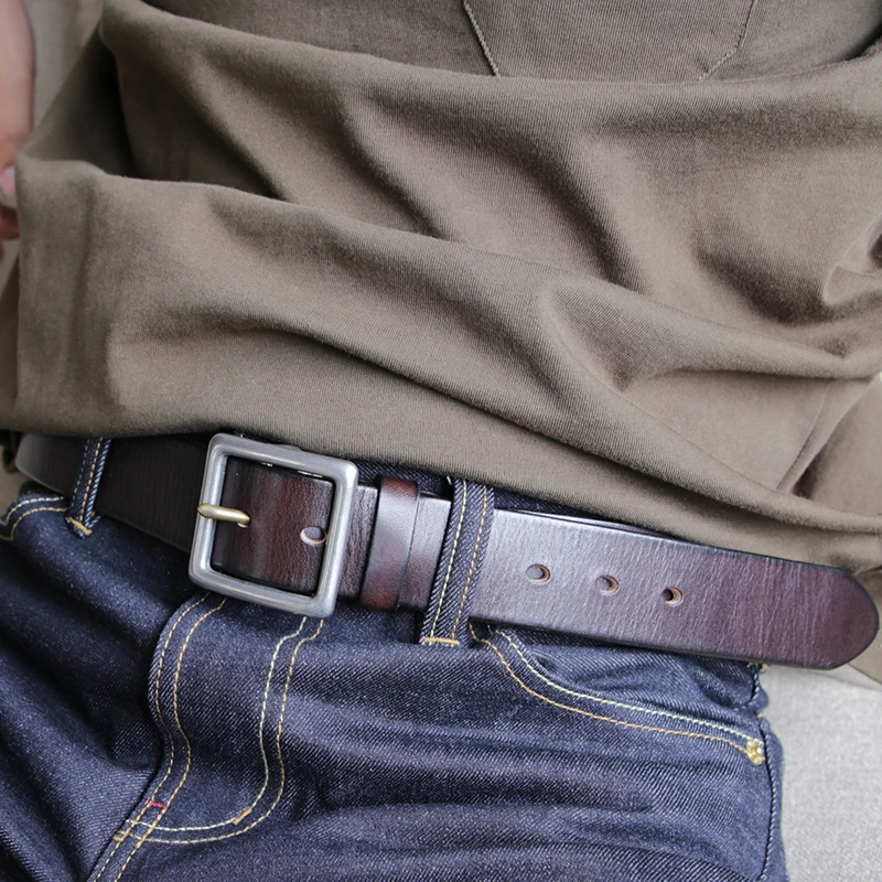 

Мужской кожаный ремень высокого качества из нержавеющей стали пояс с пряжкой для джинсов джинсовая Повседневная Пояс, делового стиля
