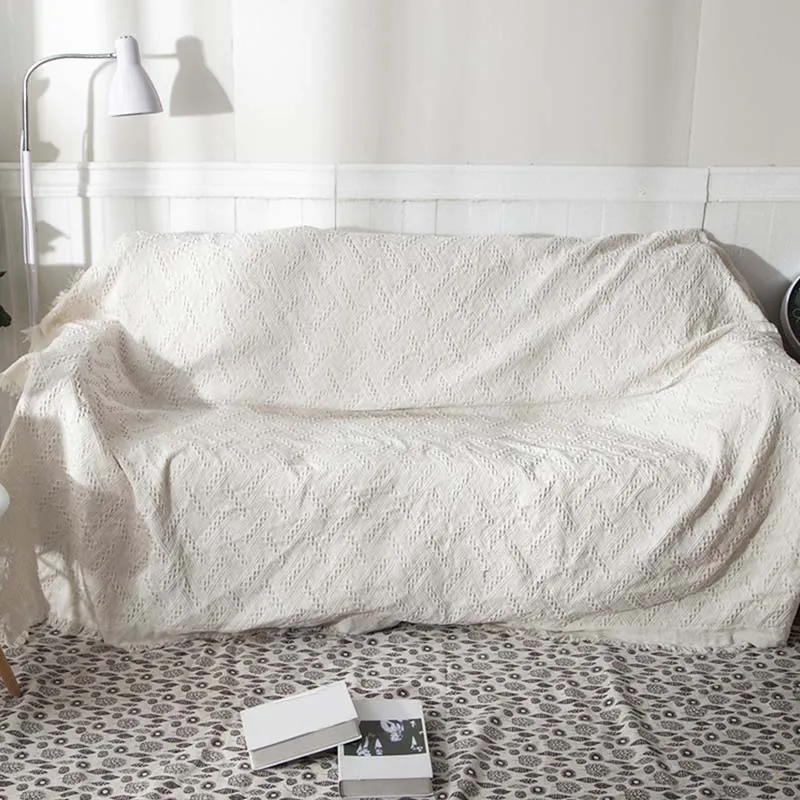 

Nordic Handmade Knitted Blanket Travel Blanket Grey Beige Sofa Throw Blanket 90x90cm/130x180cm/180x180cm/180x230cm