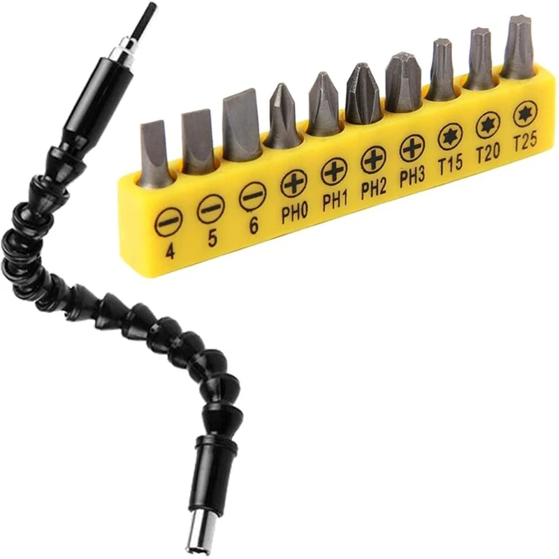 

295mm Flexible Drill Bit Shaft Extension Screwdriver Connectors Set 23GB