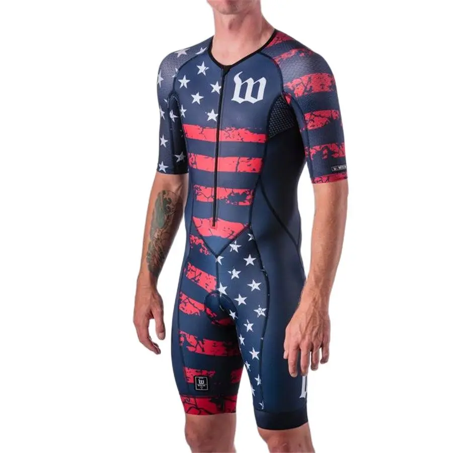

Wattie Ink Triathlon Racing Skinsuit Men Cycling JerseyJumpsuit Short Sleeve One Piece Bike Speedsuit Aero Bike Clothes Tri Suit