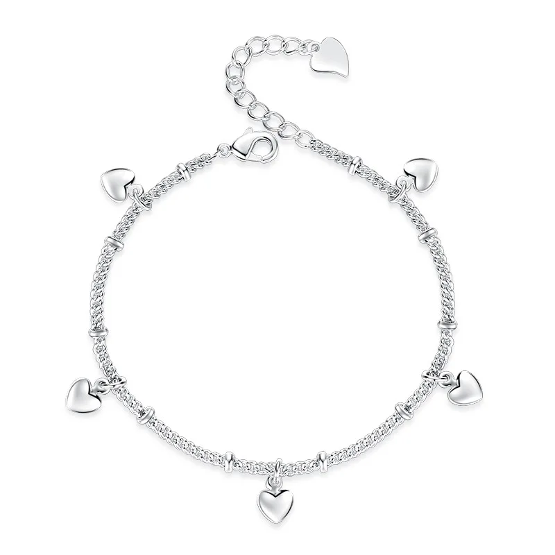 

Silver Plated Korean Simple Handmade Heart Bracelet Love Promise Girl Necklace Fashion Jewelry Women's Anniversary Gift
