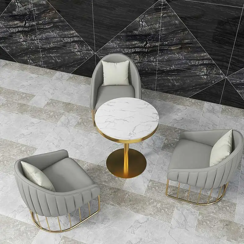 

Nordic Style Modern Minimalist One Tables And Three Sofa Chairs Sets Home Entertain Casual Iron Phnom Penh Round Marble Desk Top