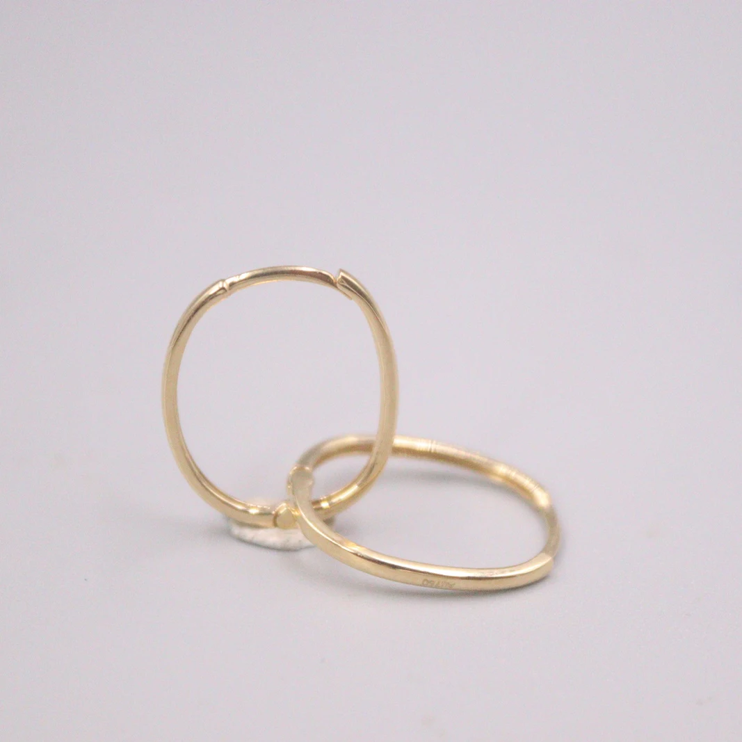 

Real Pure 18K Yellow Gold Earrings Special Glossy U Hoop Earrings 1.5-1.7g For Men Woman Lucky Gift