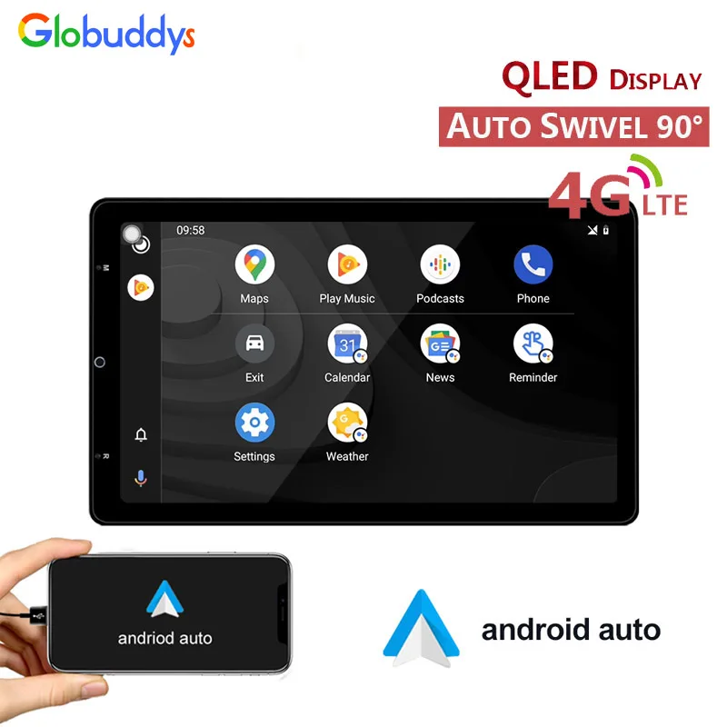 

13.3" 1920*1080,Tesla Screen 2DIN Radio,Android 4G LTE,Rotary Swivel,,Car gps multimedia,4G Internet Modem,Universal 64GB