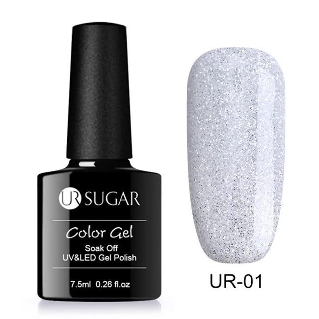 Silver Gold1 Ur Sugar 7,5 мл голографический лак для ногтей Блеск УФ-гель для ногтей Platinum лак мерцающий Маникюр замачивающийся лак для ногтей - Цвет: Silver Gold1