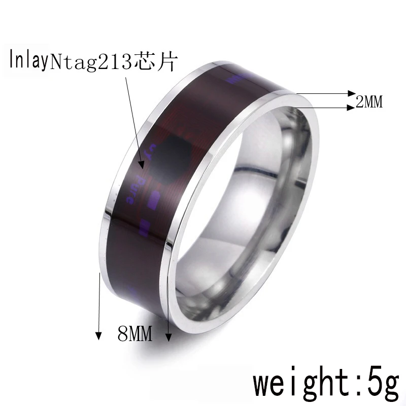 2021 high tech fashion mens and womens portable nfc smart ring stainless steel waterproof jewelry gift adapt to android phone free global shipping
