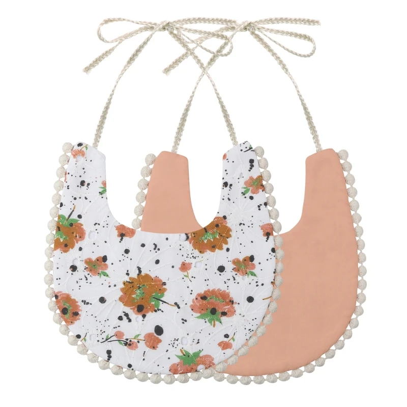 

1Pc Newborn Cotton Embroidery Flowers Double Side Bibs Baby Girls Saliva Towel Toddler Feeding Burp Cloth Kids Bandana Scarf