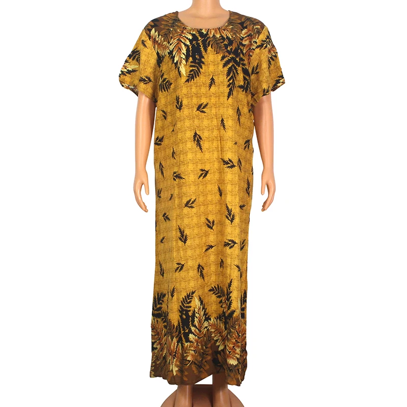 2020 Fashion Summer Modern African Dresses For Women Gold 100% Cotton Floral Print Elegant Mama Maxi Dress With Scarf | Тематическая