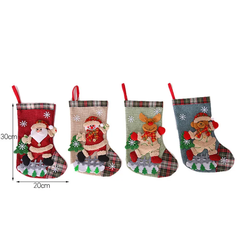 Рождественские чулки мини-носки Подарочный мешок для конфет с Санта-Клаусом