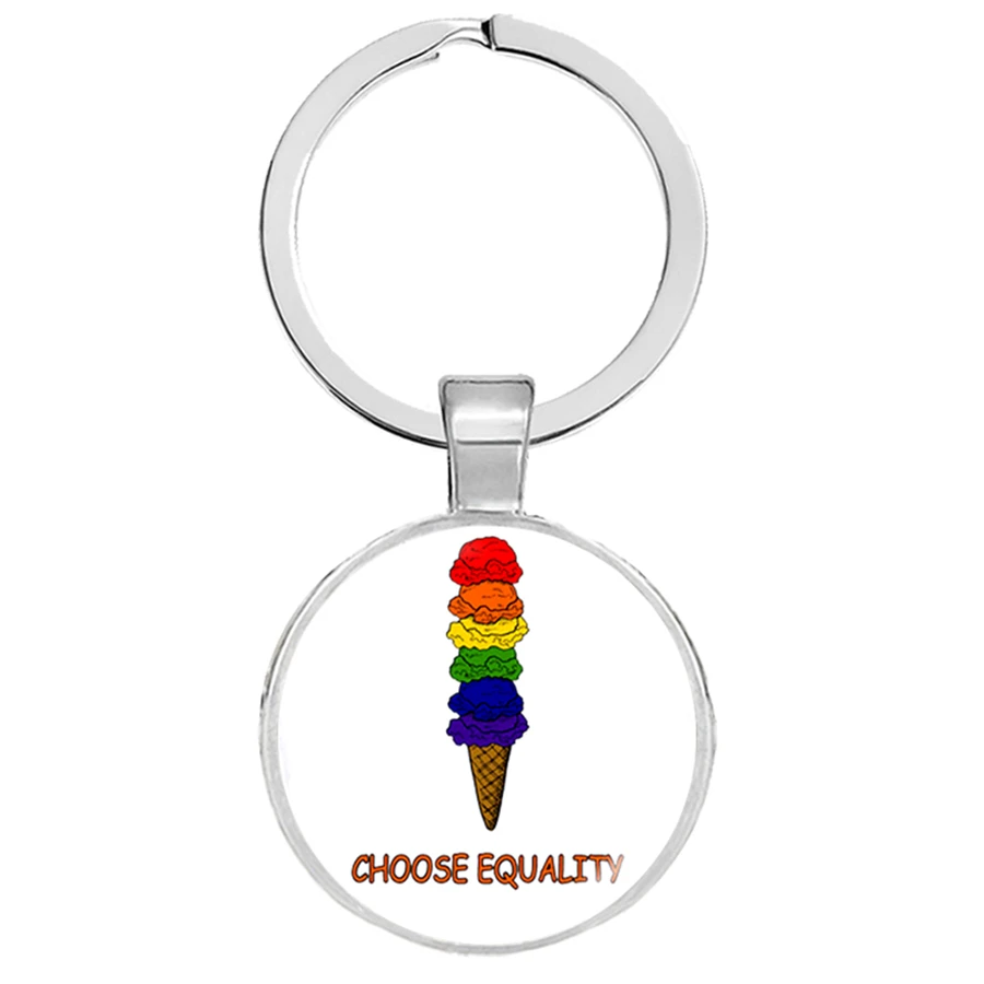 LGBT Bi Pride брелки для ключей геев Брелоки из лицевого стекла кабошон ключ Hoder