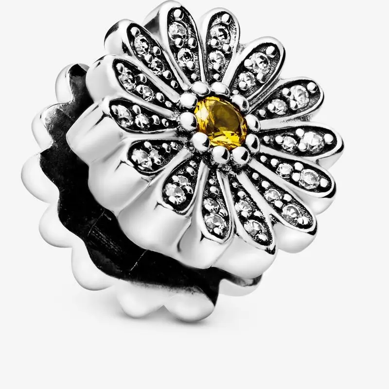 

Sale 925 Sterling Silver Sparkling Daisy Flower Clip Charms Beads Fit Original Pandora Bracelet Brand Silver Jewelry Gift