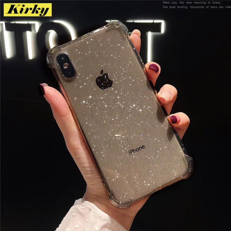 shining glitter powder black phone cases for iphone 13 12 11 pro xs max xr 8 7 plus transparent soft shockproof bling back cover free global shipping