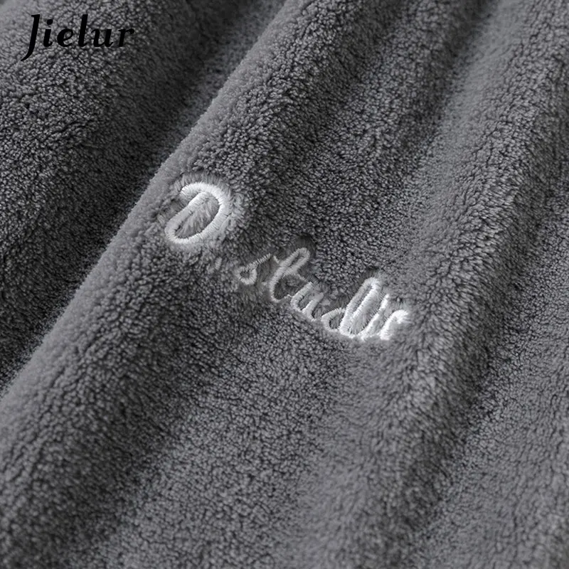 Gray Jielur пижамные штаны Зимняя теплая однотонная мягкая одежда ropa mujer из бархата кораллового цвета для отдыха флисовые штаны с буквенным принтом одежда для сна - Цвет: Gray