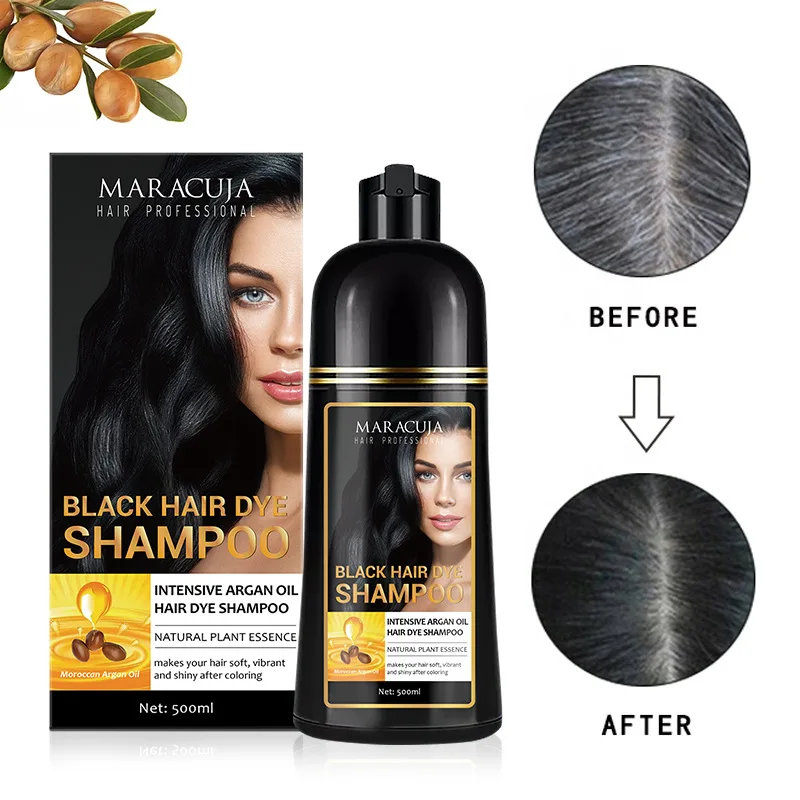 

500ml Magical 5 minutes fast color hair dye herbal wash hair dye black shampoo