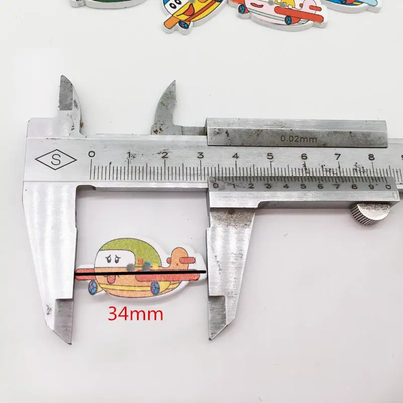 3PCS DIY manual accessories] cartoon aircraft painted wood color mixing hair diameter buttons 6 33 * 17MM creative | Дом и сад