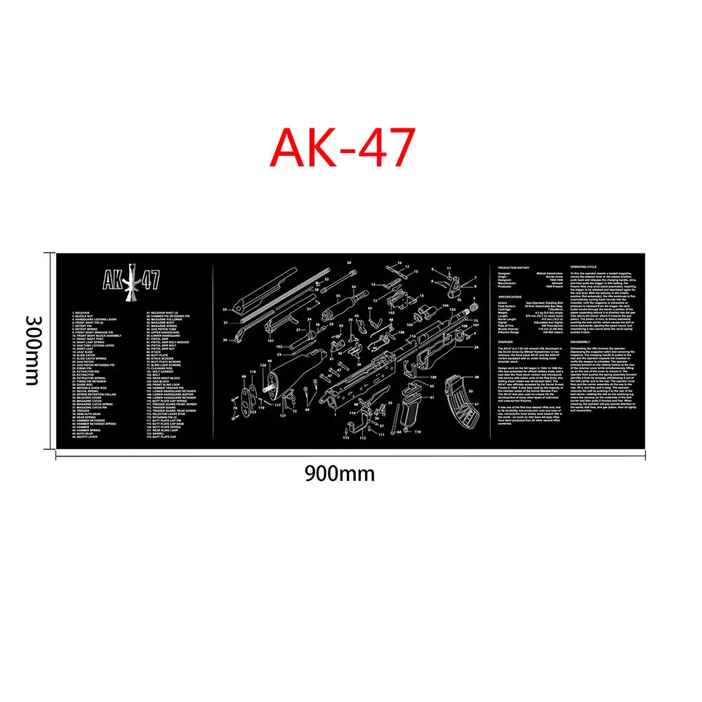 AK47 AR15 AK47 Glock чистящий резиновый коврик с схемой деталей и инструкциями оружейный коврик для мыши Smith Colt 1911 - Цвет: AK47