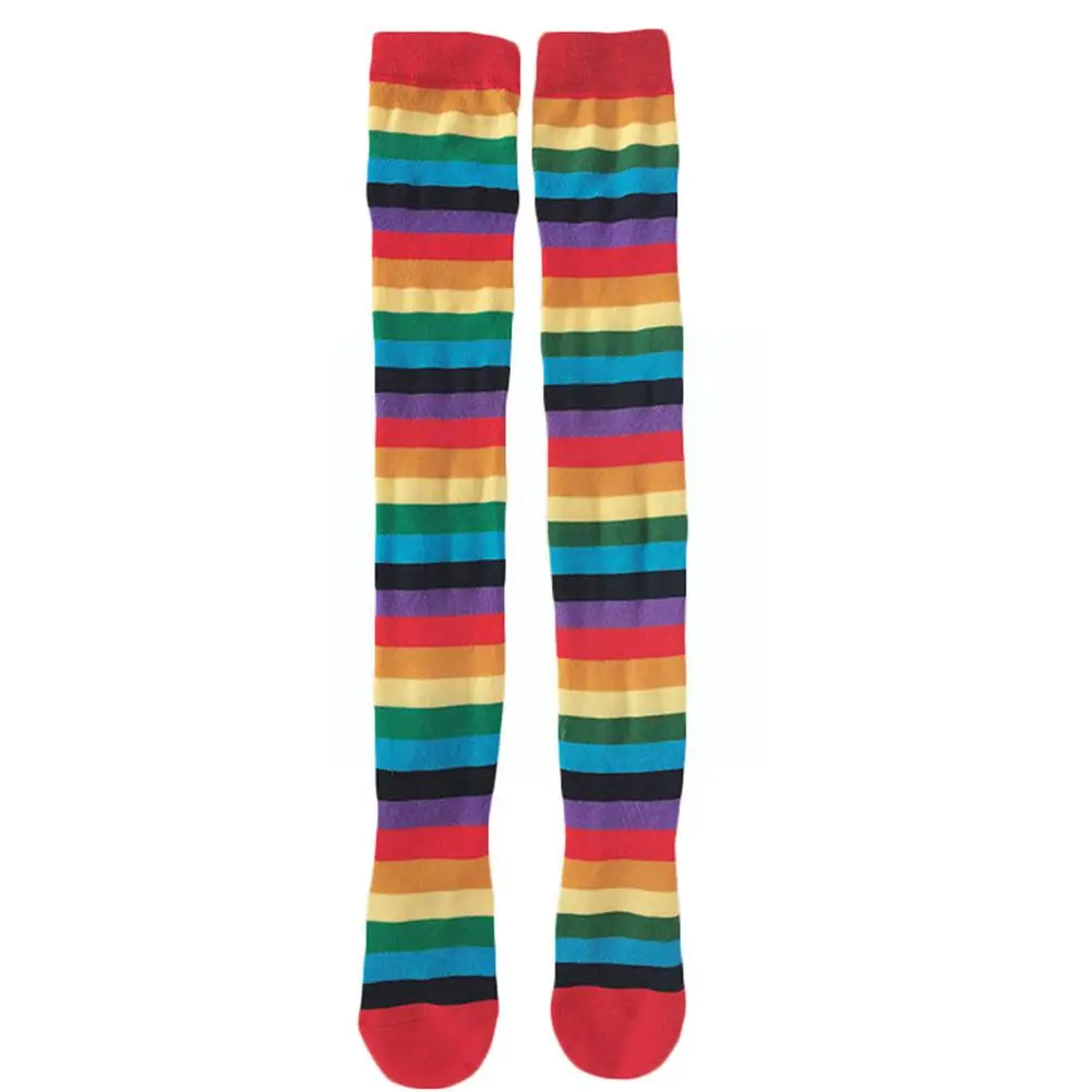 

Knee High Socks Women Cute Cotton Thigh High Mixed Stockings Rainbow Stockings Long Striped Long Knitted Women Knitted Long