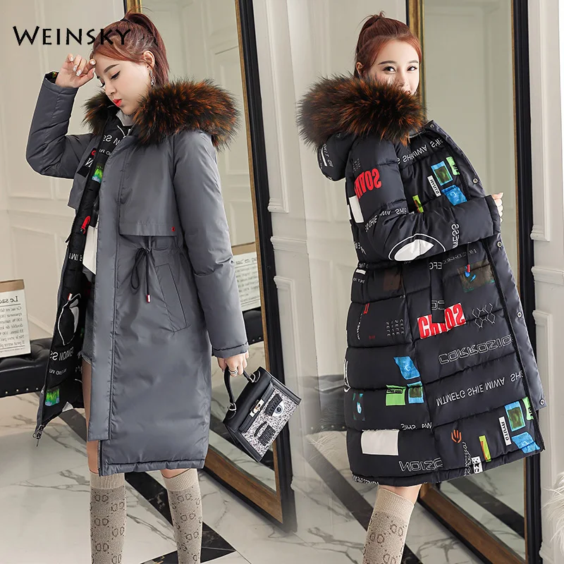 

2019 New Fashion Women Winter Hooded Coat Long Slim Warm Jacket Down Cotton Jacket Outwear Elegant Parkas