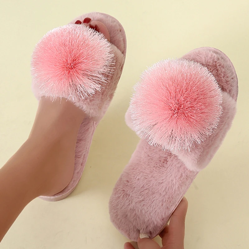 

Женские меховые шлепанцы, домашние меховые сланцы, плюшевые шлепанцы, Повседневная модная зимняя обувь, Тапочки для дома, большие размеры
