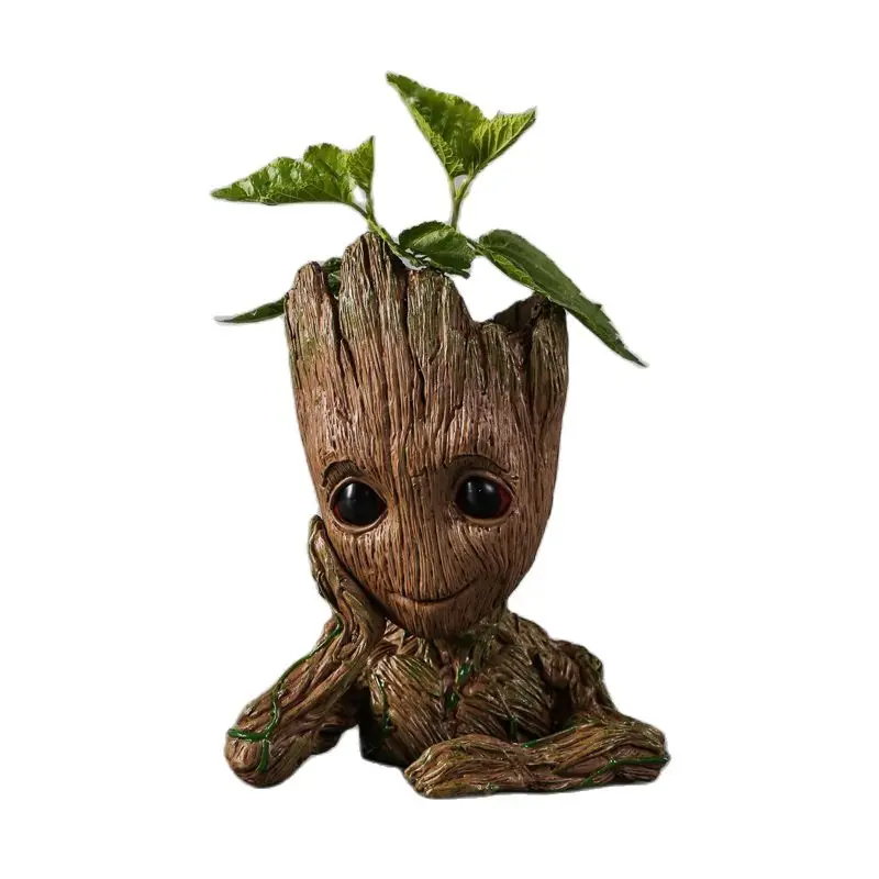 

Drop Shipping Flowerpot Baby Action Figures Cute Model Toy Pen Pot Holder Hero Model Vessel