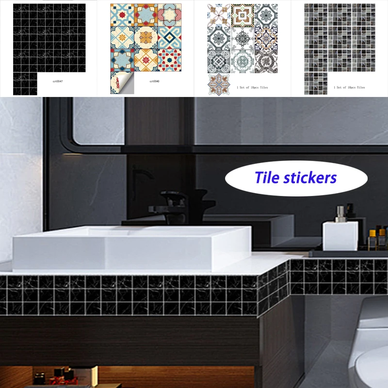 

30pcs Tile Stickers For Bedroom Living Room Bathroom Kitchen Waterproof Wall Stickers Self-Adhesive PVC Stickers For Home Decora