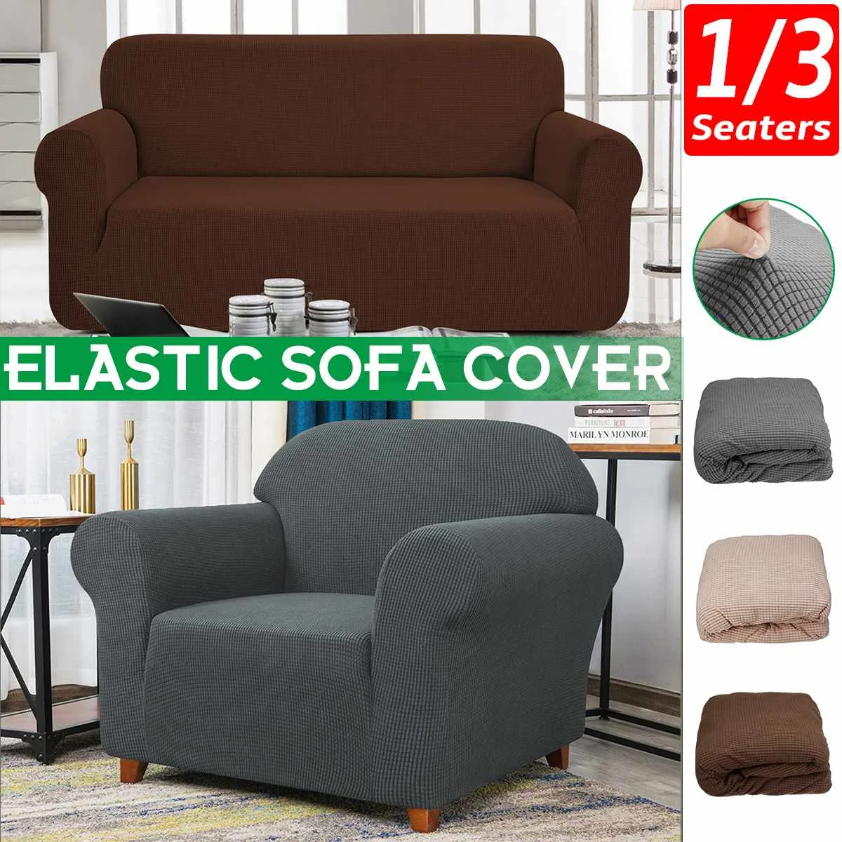 

Protects Dust-proof Sofa Covers Elastic Stretch Sofa Towel Solid Color Sofa Cover For Living Room Washable Slipcover 1/3 Seaters
