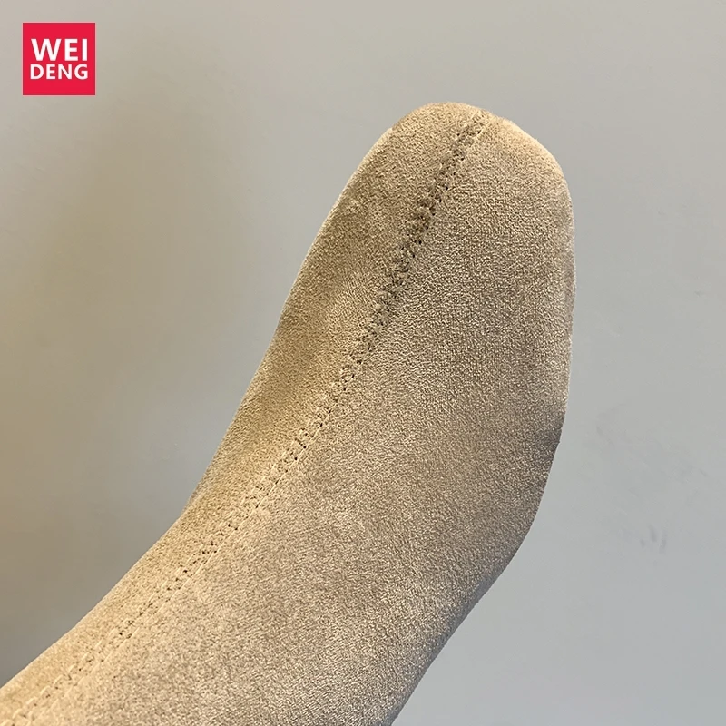 

Weideng Martin Boots Lady Thick Heel Square Head High Heel Side Zipper Comfortable Non Slip Shoe Height 6.5cm