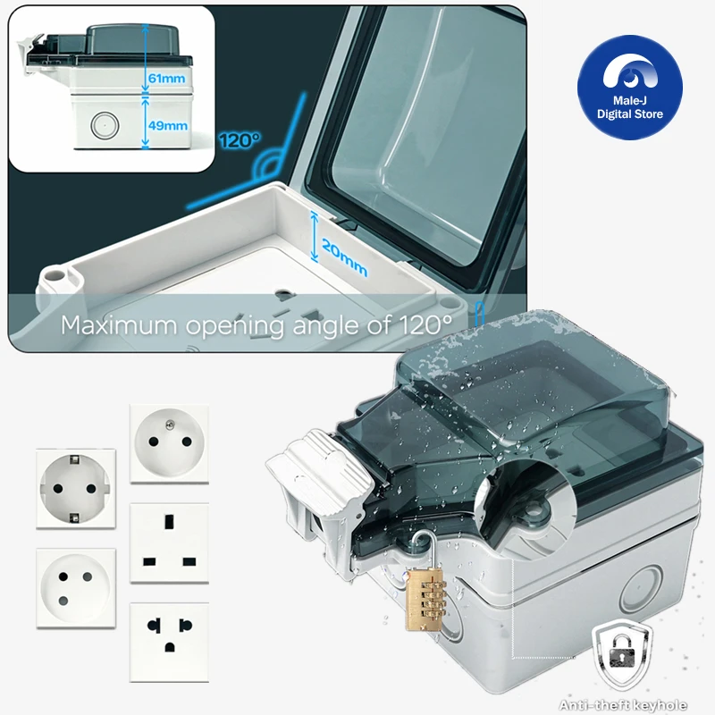 

Умная розетка MJS Tuya, водонепроницаемая смарт-розетка IP66, Wi-Fi, розетка с функцией таймера, розетка с умным управлением жизнью, с Alexa Google Home