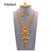 dubai 24k gold plated jewelry sets for women bridal luxury necklace earrings bracelet ring set african wedding ornament gifts