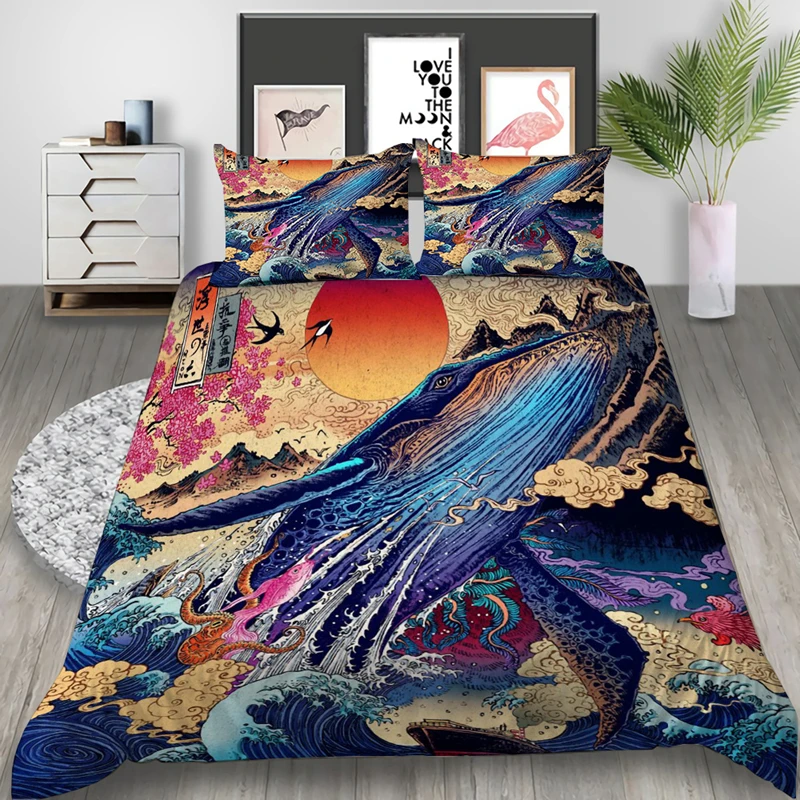 Новое поступление японский комплект постельного белья Ukiyoe с 3D принтом