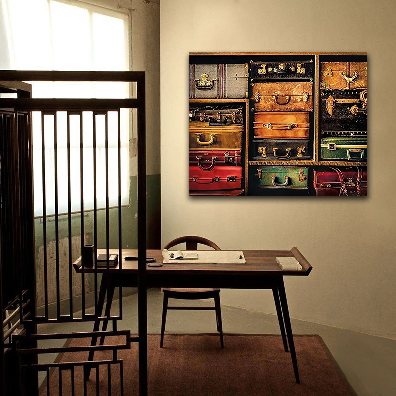 DIY картинки для раскраски по номерам с цветами чемоданы в стиле ретро