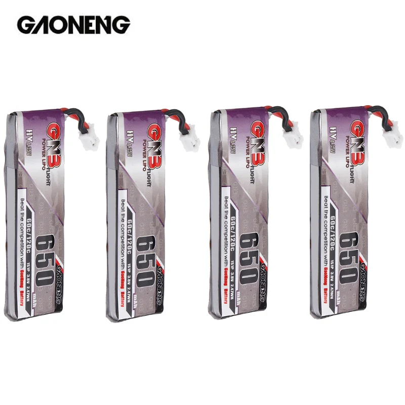 4 шт. Lipo аккумулятор Gaoneng 3 8 В 650 мАч 60C 1S HV 35 в разъем PH2.0 для Happymodel E010 M80S Tiny7 Beta85 FPV Cine