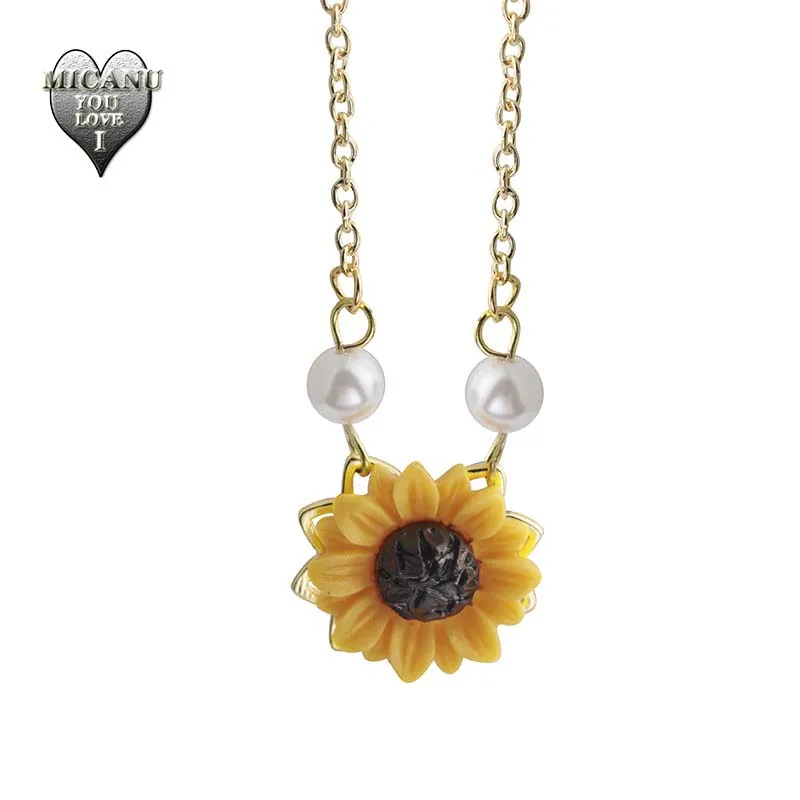 Ожерелье с жемчугом ларгос розовое золото Подсолнухи милые ожерелья для женщин