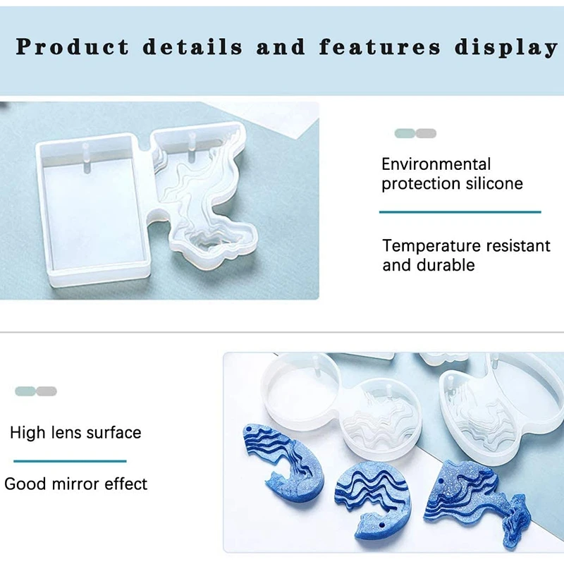 

6 Pcs Island Resin Molds DIY Ocean Style Epoxy Silicone Molds For Pendant Necklace Keychain Crafts Decoration Making