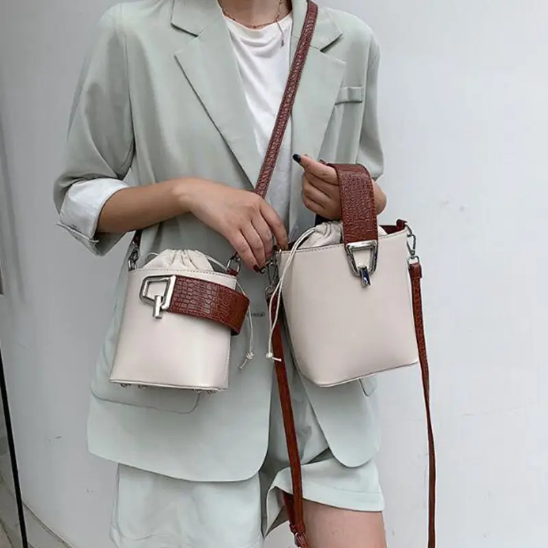 

Elegant Female Stone pattern Tote Bucket bag 2020 New Quality PU leather Women's Designer Handbag Lock Shoulder Messenger Bag