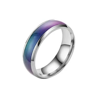 topzbao stainless steel change color mood ring emotional temperature fashion temperature sensitive glazed seven color ring lamp