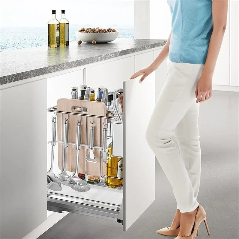 Accesorios Organizar Para Armario Cupboard Pantries Mutfak Stainless Steel Organizer Cocina Rack Kitchen Cabinet Storage Basket | Дом и сад