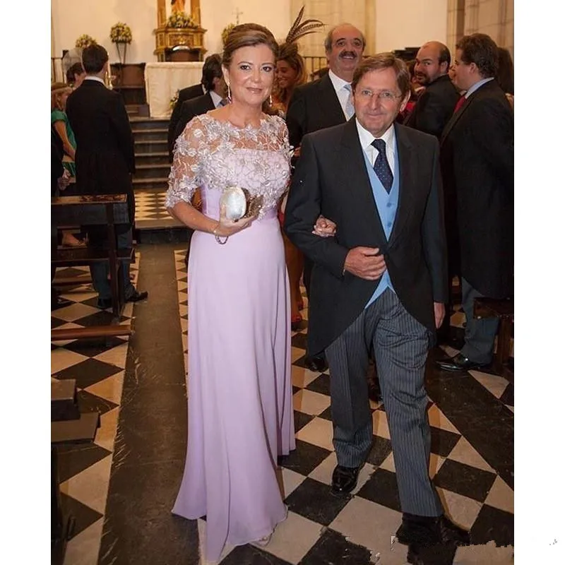 

Simple Long Mother Of The Bride Dresses 2019 vestido de madrinha half Sleeve Chiffon Floor Length Formal Weddings evening Gown