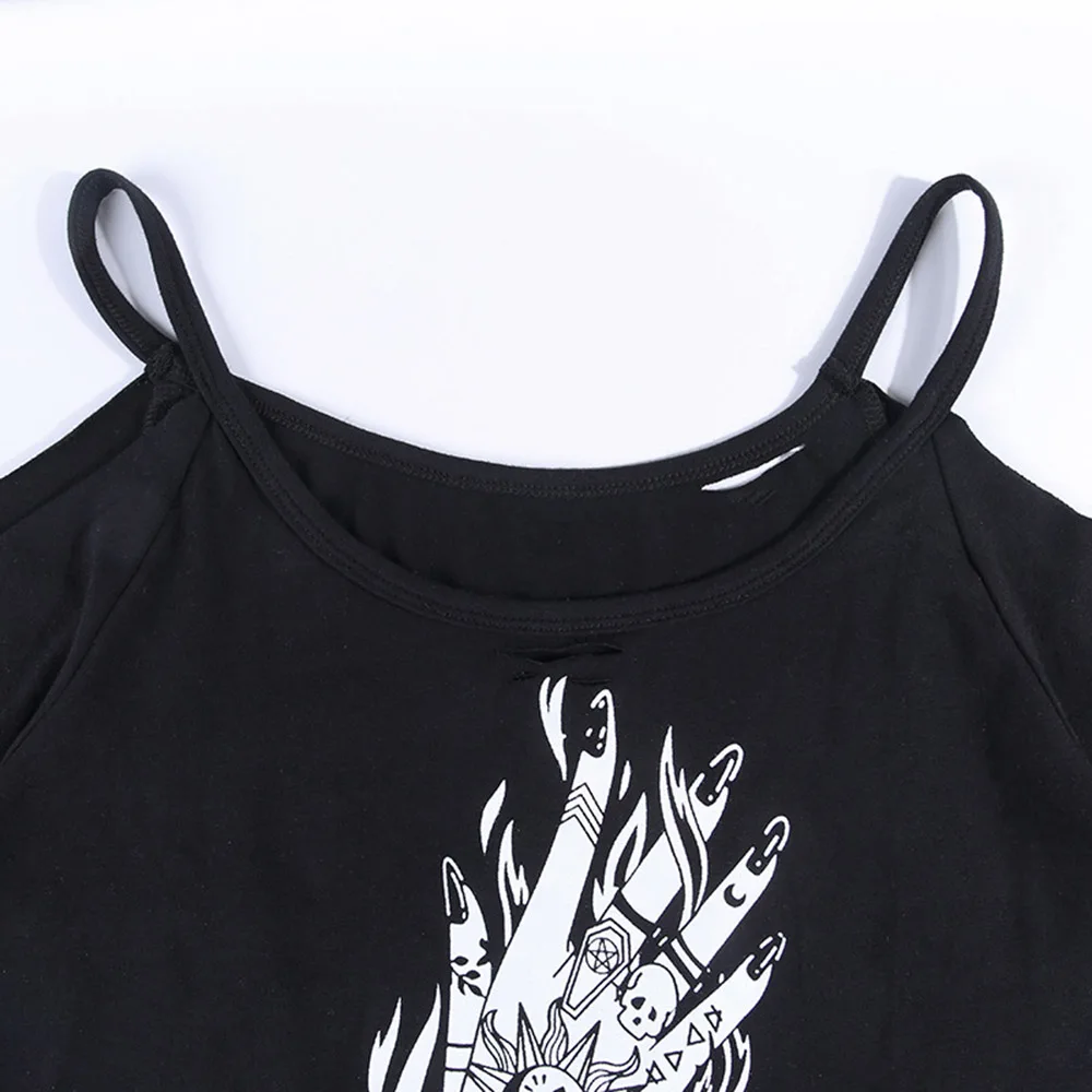 

Gothic T-Shirt Fashion Hipster Designer Strapless Printing Bat Sleeve Creative Loose Casual2021 Spring Summer