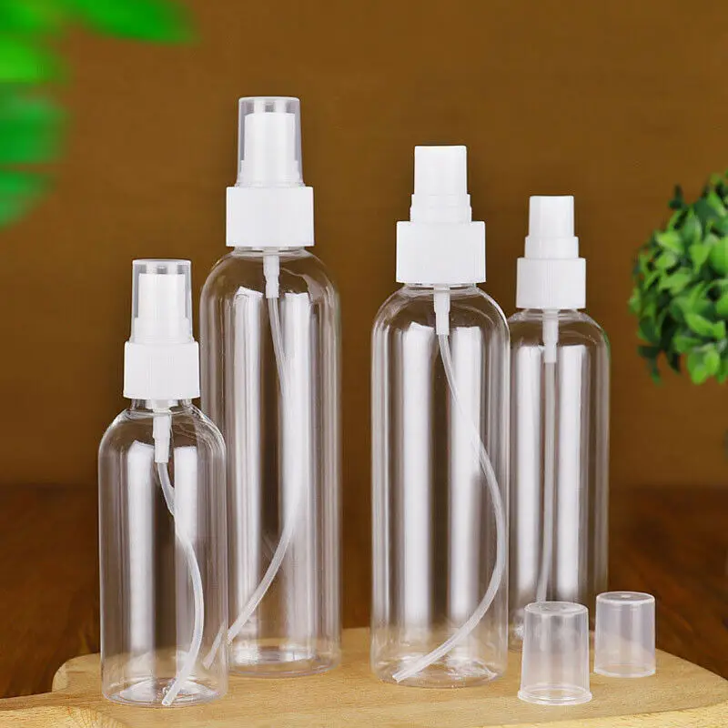 

5PCS Transparent Empty Spray Bottles 50ml/100ml Plastic Mini Refillable Container Empty Cosmetic Containers