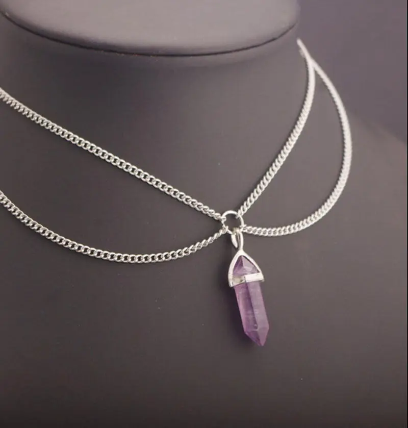 Purple Женское стильное многослойное ожерелье-чокер с кристаллами, массивный женский воротник, ожерелье с подвеской на шею для девушек - Окраска металла: Purple