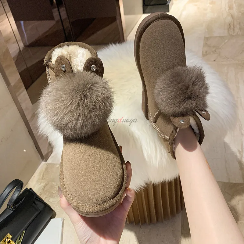 

Women Snow Boots Plush New Warm Ankle Boots For Women Shoes With Thick Fur Botas Mujer Slip On Women Winter Boots 2021