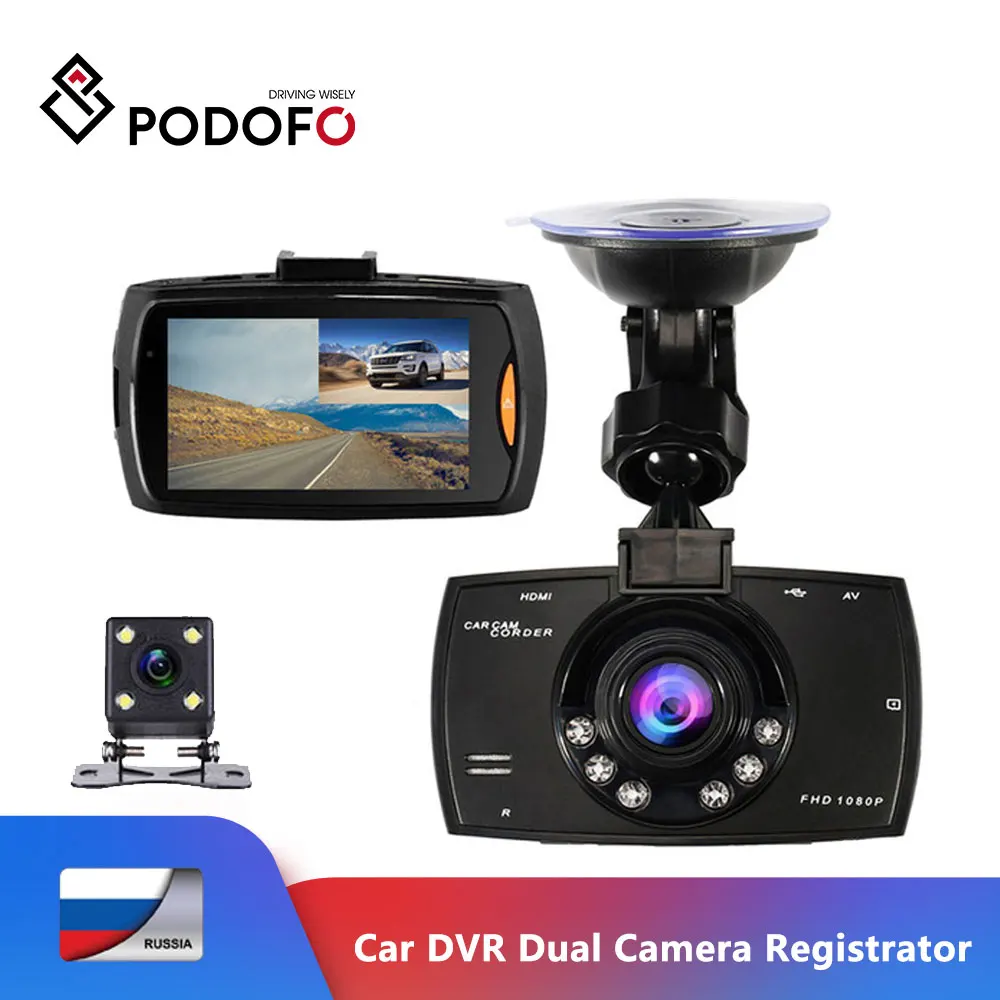 Podofo Автомобильный видеорегистратор двойная камера G30 видео регистратор Full HD 1080P видеорегистратор с резервной камерой заднего вида видеорегистраторы ночного видения