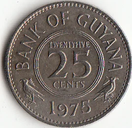 Гайана 25 центов монета карибская Латиноамериканская Коллекция 100% реальных