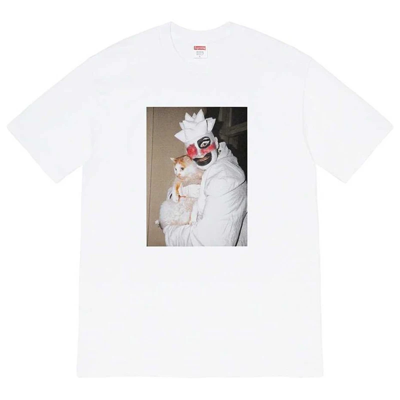 

20SS Supreme Leigh Bowery Artist Joint Clown Hug Kitten Print Short-sleeved T-shirt for Men and Women Tee